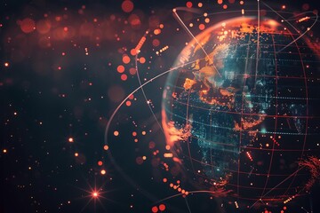Digital globe with glowing lines,