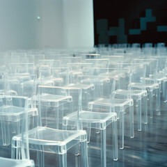 Obraz premium Artful Display: A Vacant Exhibition Hall with Transparent