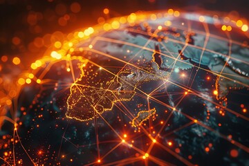 Digital globe with glowing lines,