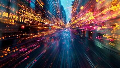 Fototapeta premium Digital network with motion blur,