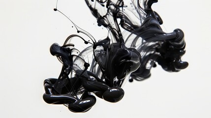 Black liquid and water. Oil. Mixing liquids on a neutral background. Clipart, white background