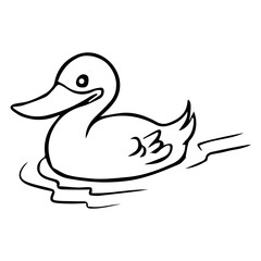 little duck outline vector illustration