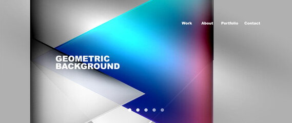 Metal triangles with colorful bright triangles. Geometric modern minimalist design template