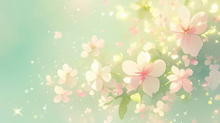 Fototapeta premium Pastel Pink Flowers with Sparkles, for Spring and Floral Design