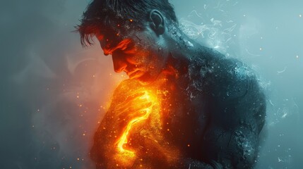 Parting with a person. Mental suffering and a sick heart. Heart problems or disease