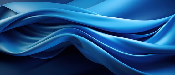 Dynamic 3D abstract business backdrop, metallic blue, flowing shapes