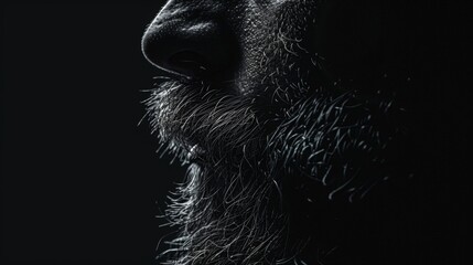 Man's beard, Silhouette of beard, hair, mustache, black and white colors