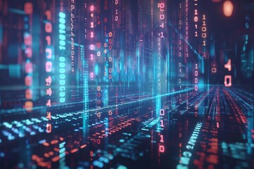 Fototapeta premium A digital representation of big data being filtered through a data mining algorithm