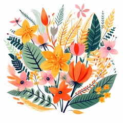 Lush Jungle Fantasy Cartoon Flora in Vibrant Vector Art