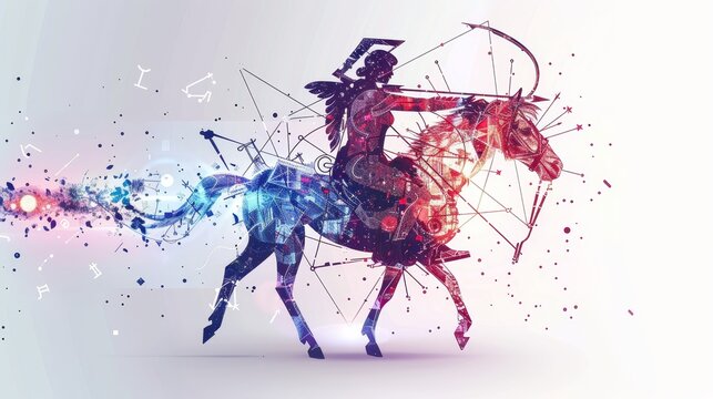 the zodiac sign is a sagittarius or just an archer with a bow in blue and purple colors beautiful wallpapers in high resolution