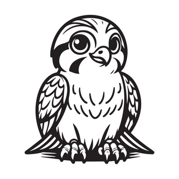 recommend clip art: The falcon is sitting isolated on white background. Line art falcon bird. One line continuous vector illustration.