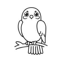 The falcon is sitting isolated on white background. Line art falcon bird. One line continuous vector illustration.