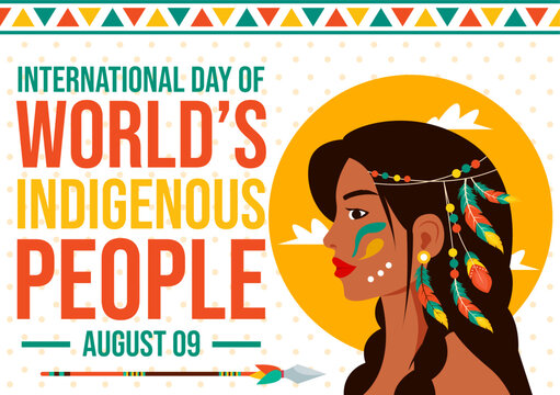Vector Illustration for World Indigenous People Day on August 9 to Raise Awareness and Protect the Rights of Populations, featuring a Flat Background
