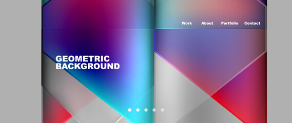 Flowing bright neon gradients geometric abstract background with triangles and lines. Fluid color pattern of color liquid gradient background for wallpaper, banner, background, card, landing page