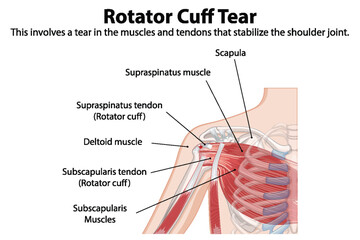 Detailed anatomy of shoulder rotator cuff tear