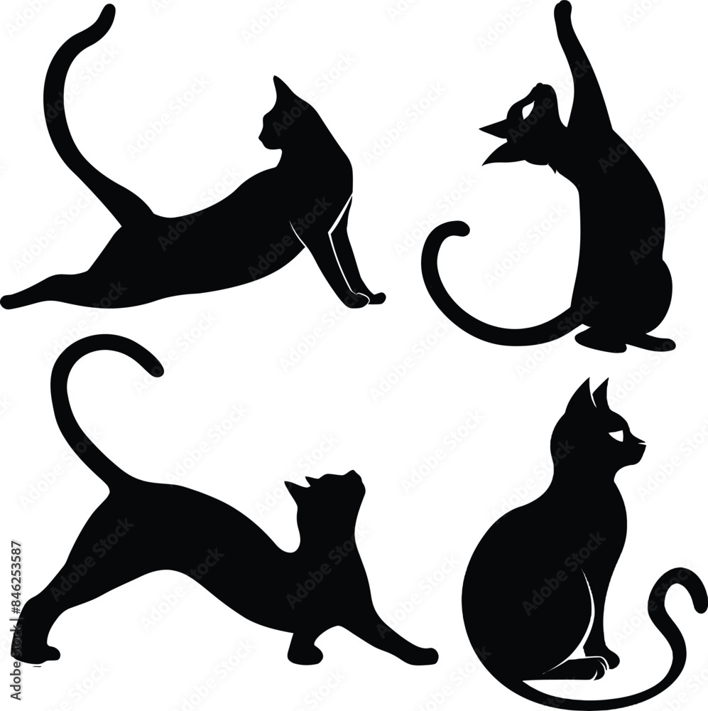 Wall mural minimalist cat silhouette, vector art,cat, cute cat