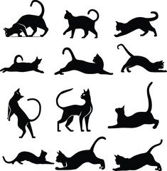 Minimalist cat silhouette, vector art,cat, cute cat
