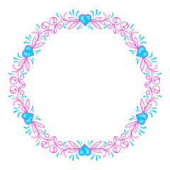 vector hand drawn flat design hearts border and frame