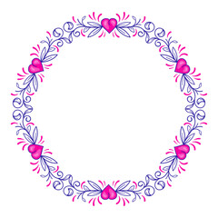 vector hand drawn flat design hearts border and frame