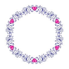 vector hand drawn flat design hearts border and frame
