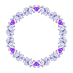 vector hand drawn flat design hearts border and frame