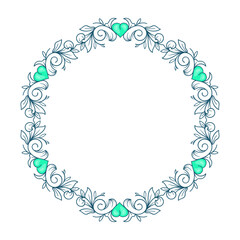 vector hand drawn flat design hearts border and frame