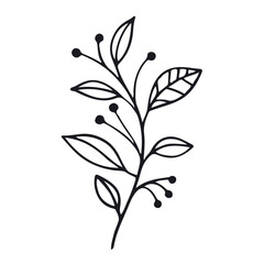 Hand drawn flat design simple flower outline on white background