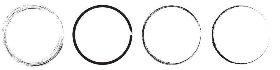 Grunge circle brush ink frames set. Clip-art illustration set on white background.  Vector illustration. EPS 10/AI