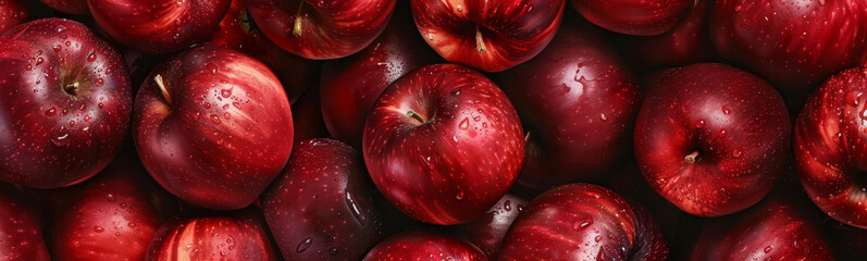 A bunch of red apples are shown in a close up