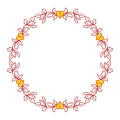 Hand drawn flat design hearts border and frame