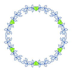 Hand drawn flat design hearts border and frame