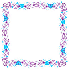 Hand drawn flat design hearts border and frame
