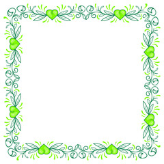 Hand drawn flat design hearts border and frame