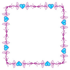 Hand drawn flat design hearts border and frame