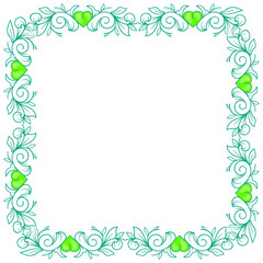 Hand drawn flat design hearts border and frame