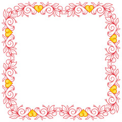 Hand drawn flat design hearts border and frame