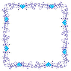 Hand drawn flat design hearts border and frame