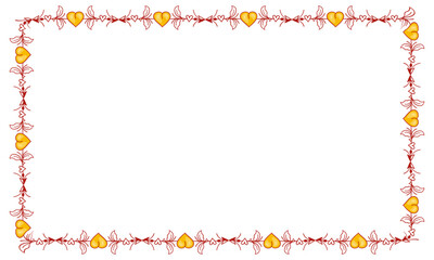 Hand drawn flat design hearts border and frame