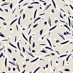 Neutral Colour Abstract Floral Seamless Pattern Design