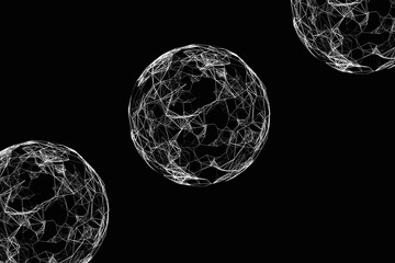 dots connected by lines and round on a black background