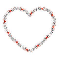 Hand drawn flat design hearts border and frame