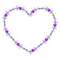 Hand drawn flat design hearts border and frame