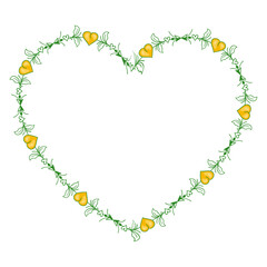 Hand drawn flat design hearts border and frame