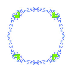 Hand drawn flat design hearts border and frame
