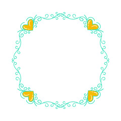 Hand drawn flat design hearts border and frame