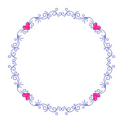Hand drawn flat design hearts border and frame