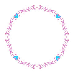 Hand drawn flat design hearts border and frame