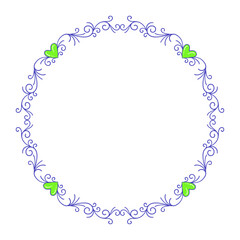 Hand drawn flat design hearts border and frame