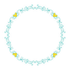 Hand drawn flat design hearts border and frame