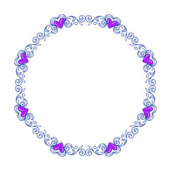 Hand drawn flat design hearts border and frame